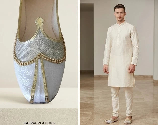 Indian Men Shoes Sherwani Loafers Groom White Jutties
