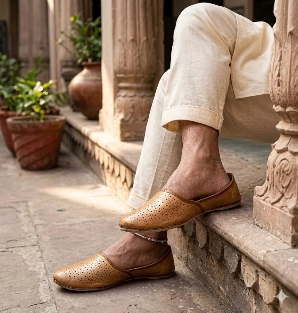 Brown Leather Jutti Men Shoes Handmade Mojari