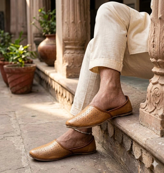 Brown Leather Jutti Men Shoes Handmade Mojari
