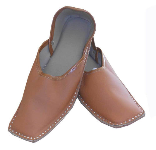 By Kalra Creations Men Shoes Traditional Handmade Indian Mojaries Brown Boat Jutties Flip-Flop US 11.5