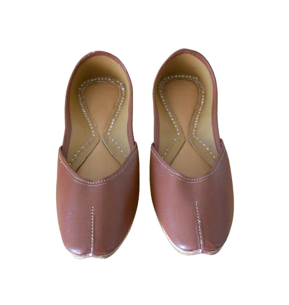 Women Shoes Indian Brown Mojaries Handmade Leather Jutties Flip-Flops Flat US 5.5/6.5