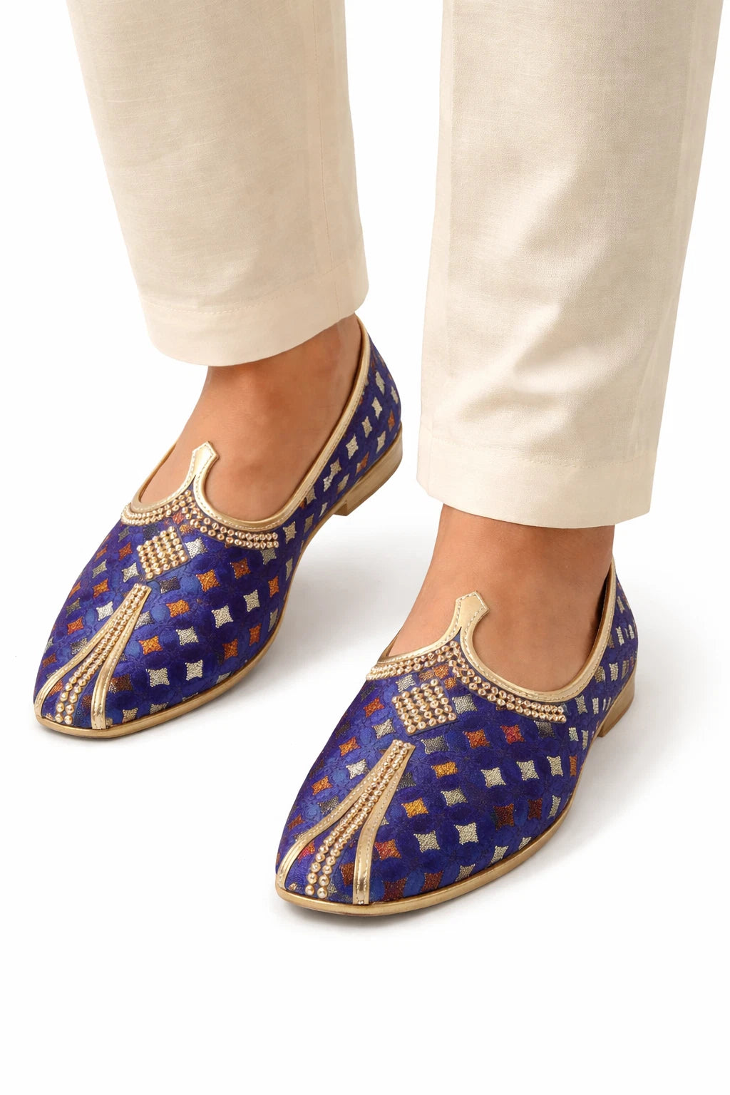 Handmade Groom Mojari Shoes Blue Wedding Jutti