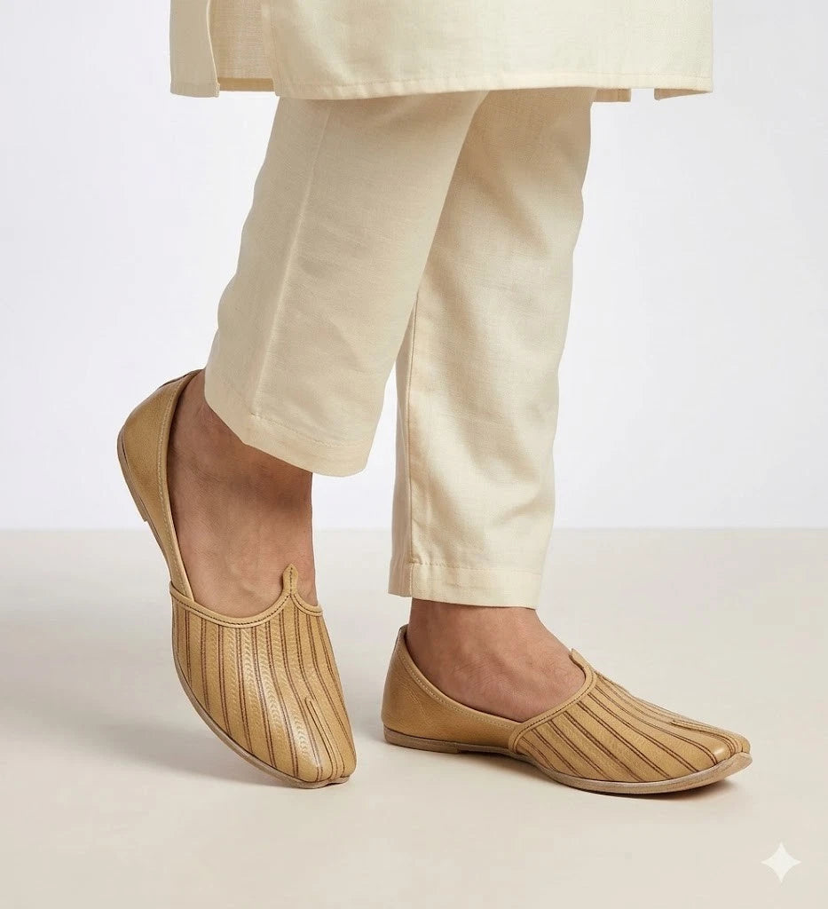 Sherwani Mojari Shoes for Groom Camel Jutti