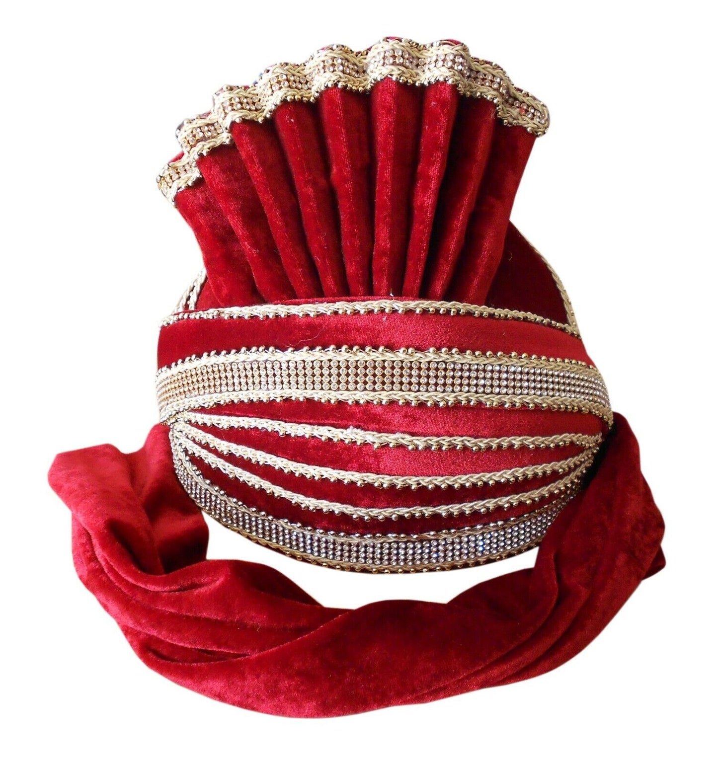 Men Hat Indian Wedding Punjabi Red Turban Bhangra Wedding Pagri Traditional Top