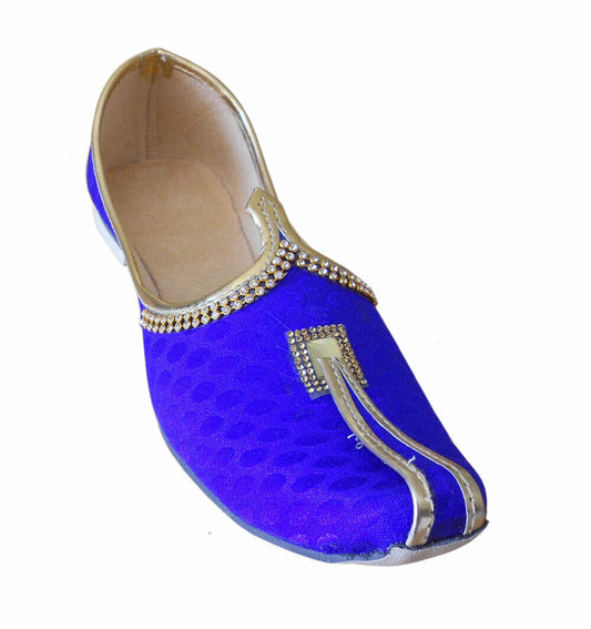 By Kalra Creations Men Shoes Wedding Indian Mojaries Blue Khussa Groom Jutties Loafers & Slip Ons Flip-Flops Flat US 6-9