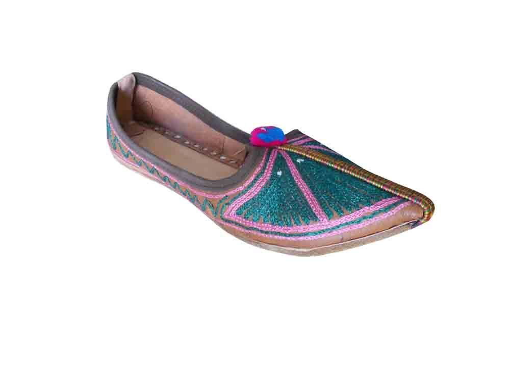 Women Shoes Indian Handmade Leather Boho Mojaries Casual Wedding Khussa Loafers Flip-Flops US 5.5-6.5