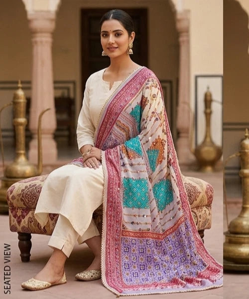 Wedding Dupatta for Women Pakistani Multicolor Bridal Silk