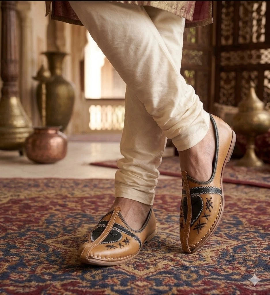 Handmade Ethnic Jutti for Men Brown Leather Mojari
