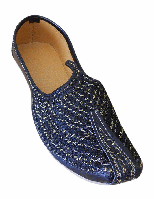 Men Shoes Indian Black Mojaries Wedding Khussa Jutties Loafers & Slip Ons Flip-Flops Flat US 6-8