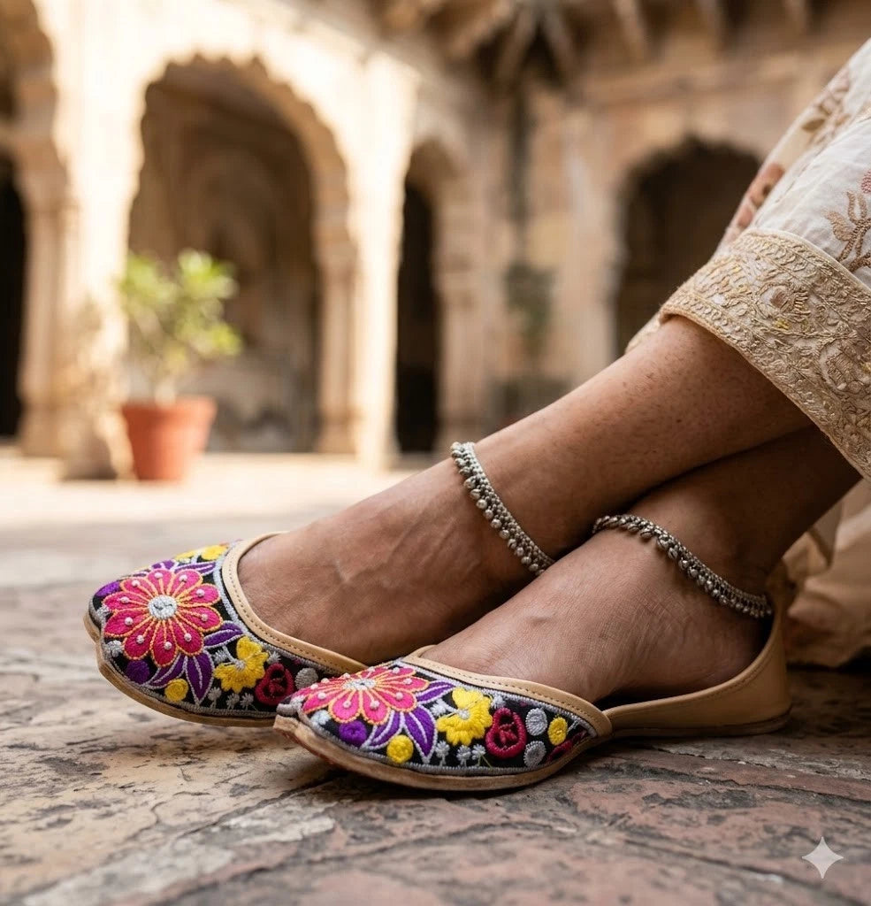 Handmade Bridal Multicolor Jutti Ethnic Flats Mojari