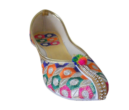 By Kalra Creations Women Shoes Traditional Jutties Indian Khussa Handmade Party Mojaries Flip-Flops Flats US 5-7