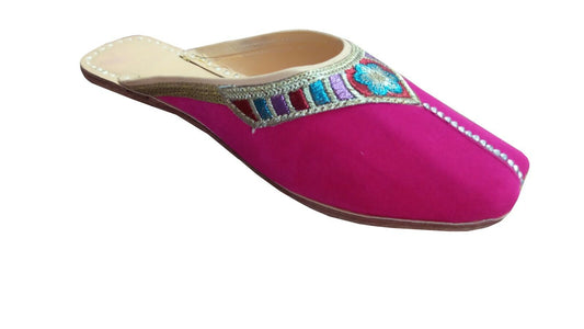 By Kalra Creations Women Shoes Slippers Indian Jutties Handmade Leather Mojaries Clogs Slip-Ons Flip-Flops Flat US 8