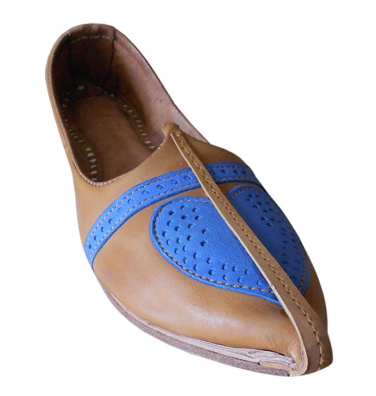 By Kalra Creations Men Shoes Indian Handmade Mojaries Genuine Leather Camel Jutties Flip-Flops Flat US 8-13
