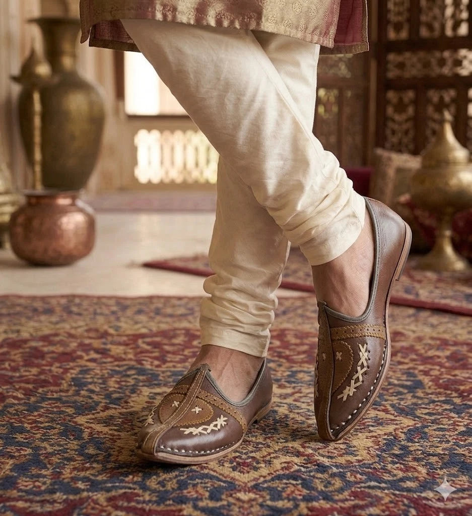 Brown Leather Jutti Men Shoes Handmade Mojari