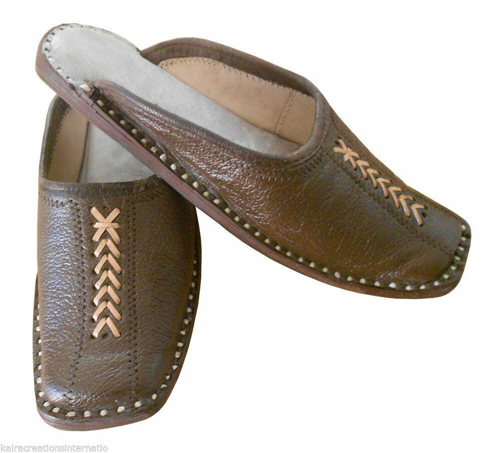 Men Slippers Indian Handmade Jutties Wedding Leather Mojaries Traditional Flip-Flops Flat US 7