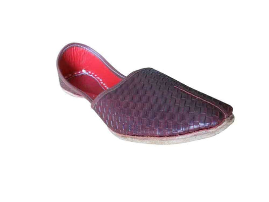 By Kalra Creations Men Shoes Indian Handmade Ethnic Brown Leather Mojaries Loafers & Slip Ons Flip-Flops Flat US 8-10