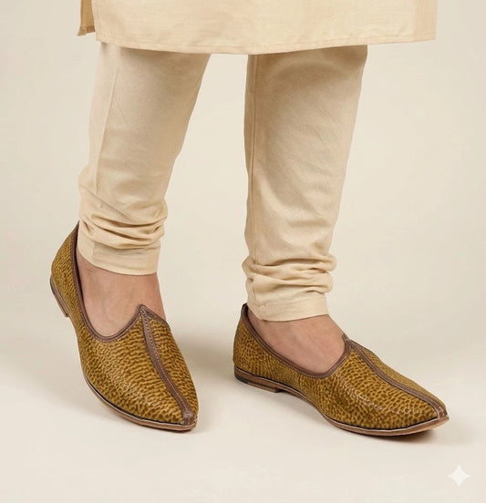 Brown Leather Mojari Shoes for Men