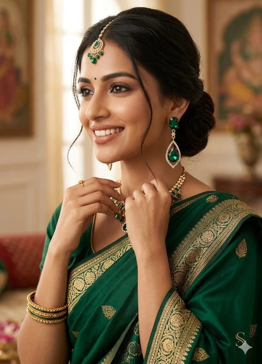 Women Jewelry Indian Rose Gold Bridal Brass Earrings