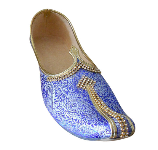 Men Shoes Handmade Groom Sky-Blue Jutties Loafers & Slip Wedding Mojaries Flip-Flops Flat US 6-11