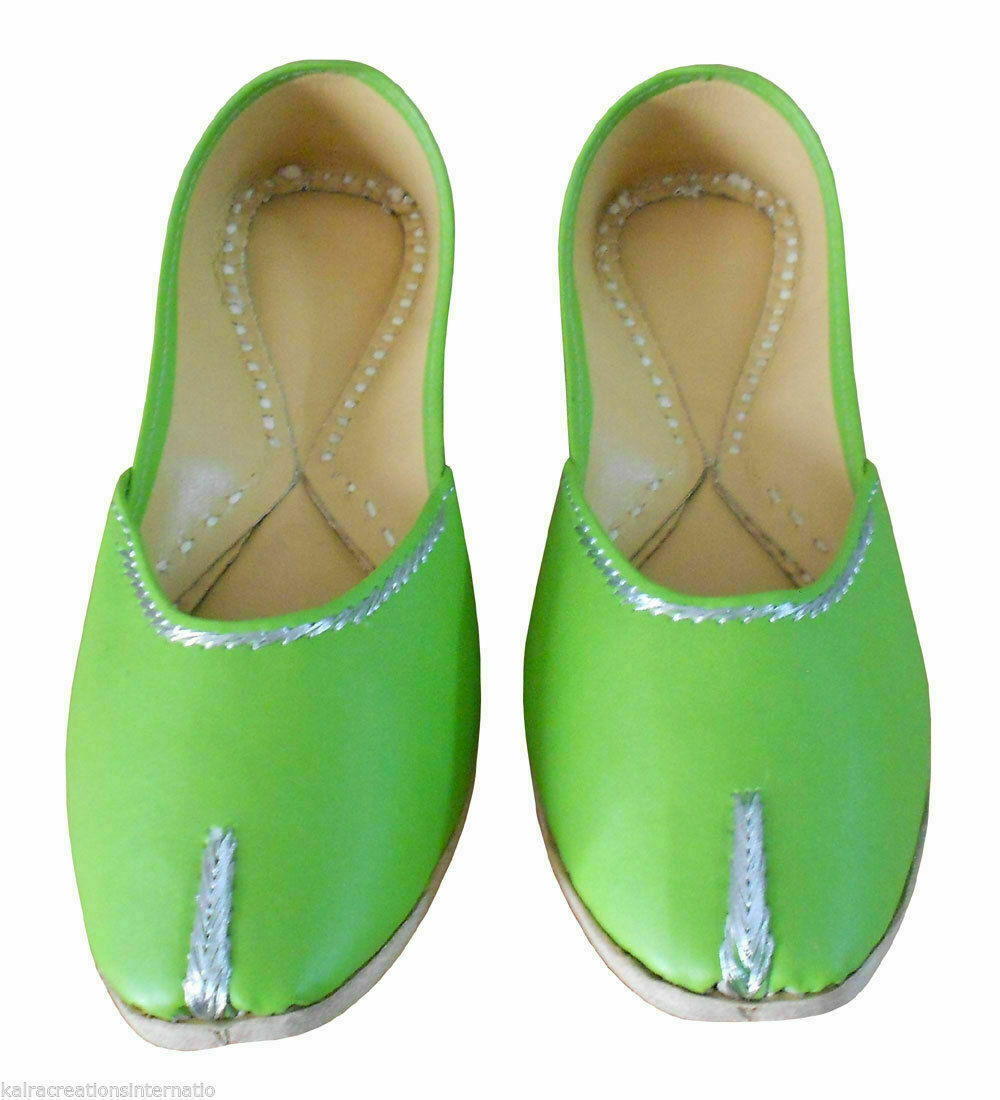Women Shoes Indian Handmade Leather Jutties Punjabi Mojaries Flip-Flops Flat US 6-9.5