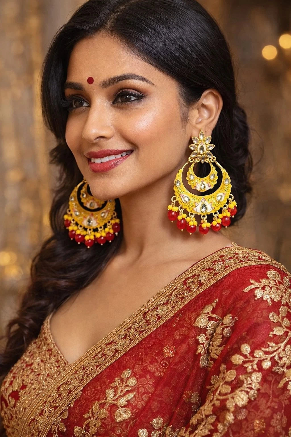 Women Earrings Rose Gold Plated Brass