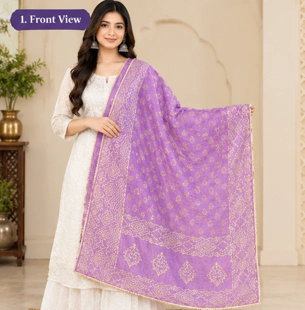 Wedding Dupatta Multicolor for Women Phulkari Bridal Silk