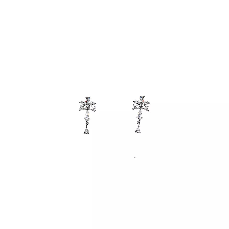 Women Necklace Jewelry Earrings Indian Bollywood Bridal AD Set Silver Plated