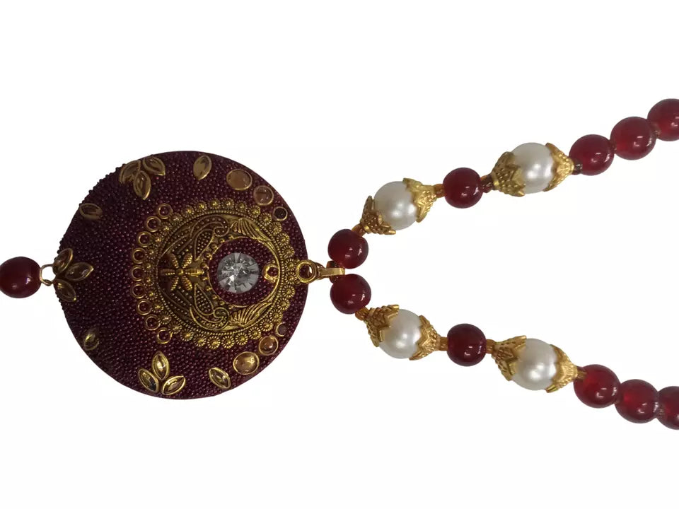 Women Jewellery Necklace Stylish Gold Plated Antique Wedding Girls Pendant Set