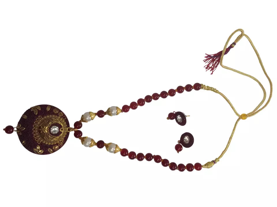 Women Jewellery Necklace Stylish Gold Plated Antique Wedding Girls Pendant Set