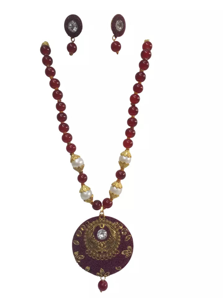 Women Jewellery Necklace Stylish Gold Plated Antique Wedding Girls Pendant Set
