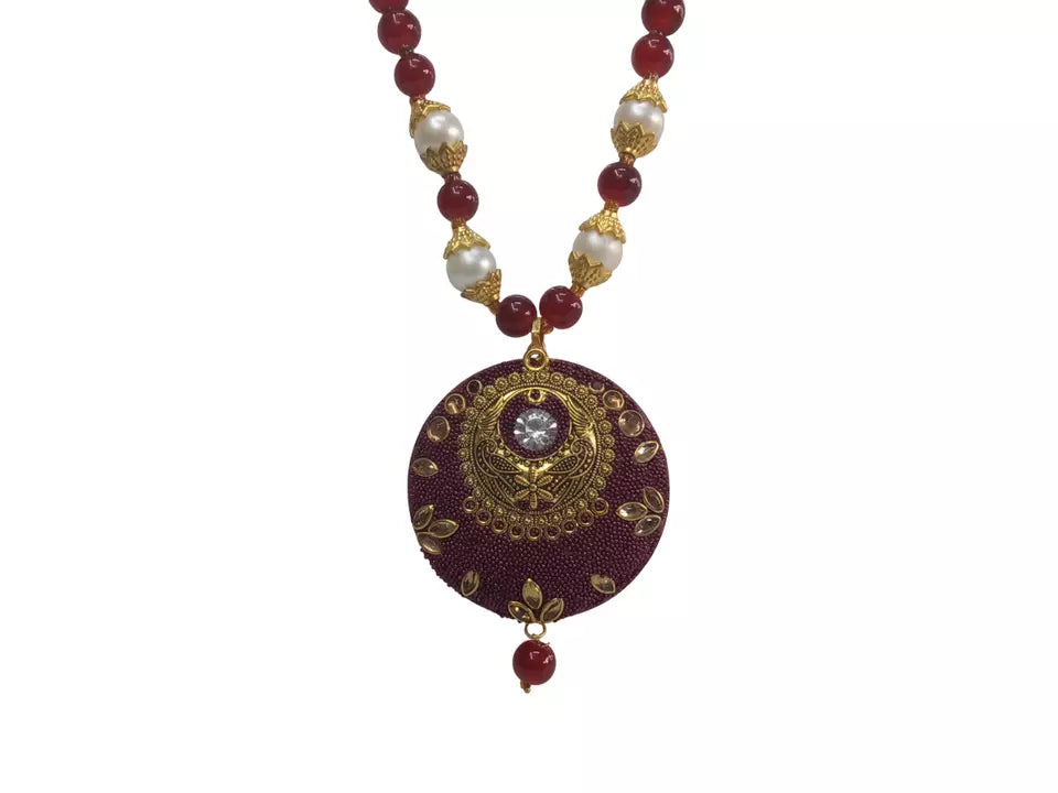 Women Jewellery Necklace Stylish Gold Plated Antique Wedding Girls Pendant Set