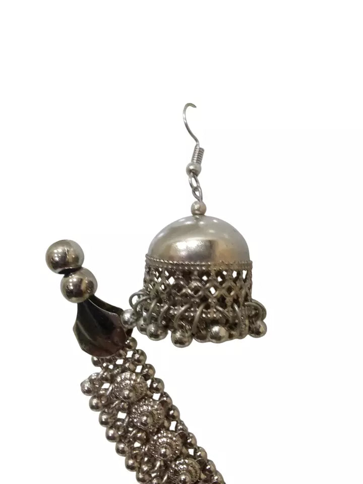 Women Oxidised German Silver Necklace With Earrings for Women and Girl's