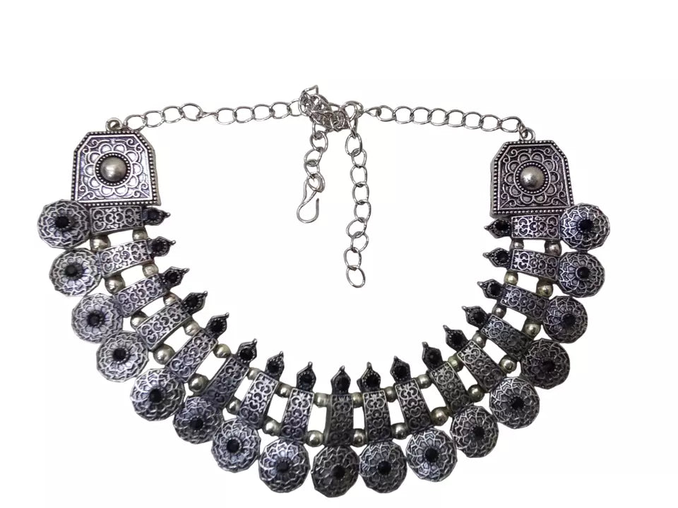 Women Oxidised German Silver Necklace Brass for Women and Girl's
