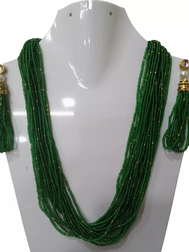 Women Gold Tone Wedding Pearls Necklace & Earring Set For Women