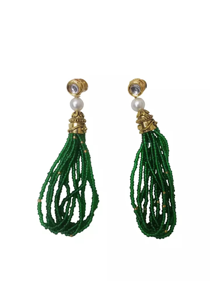 Women Gold Tone Wedding Pearls Necklace & Earring Set For Women