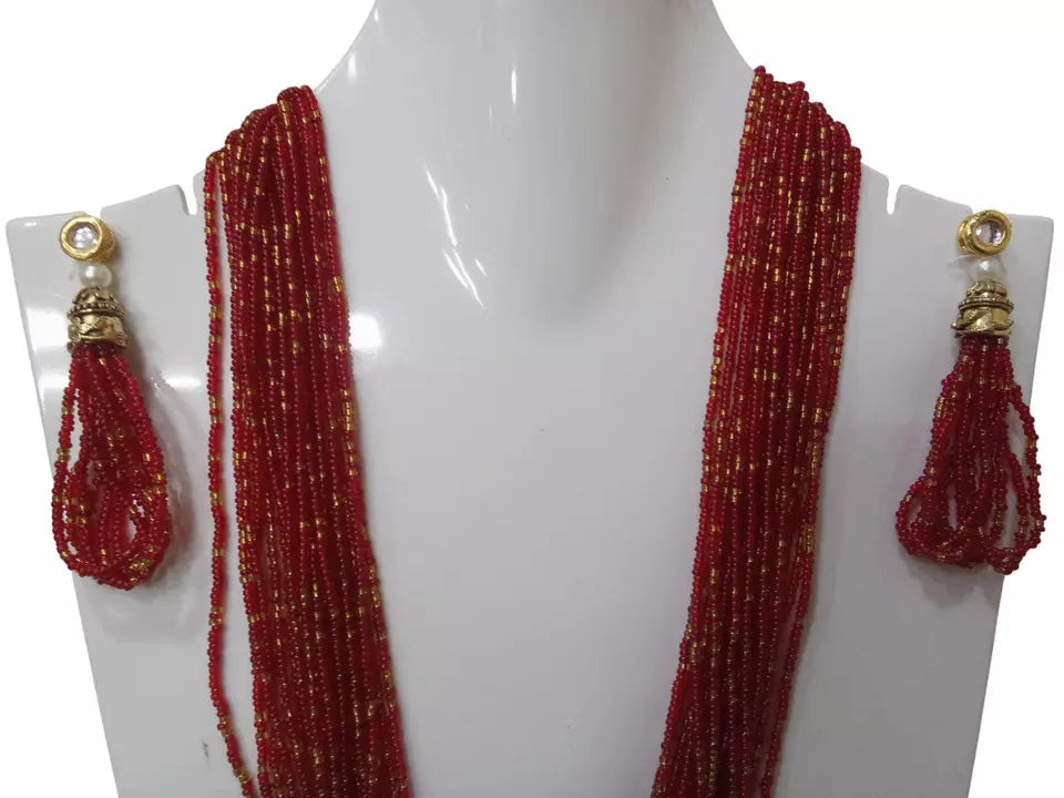 Women Gold Tone Wedding Pearls Necklace & Earring Set For Women