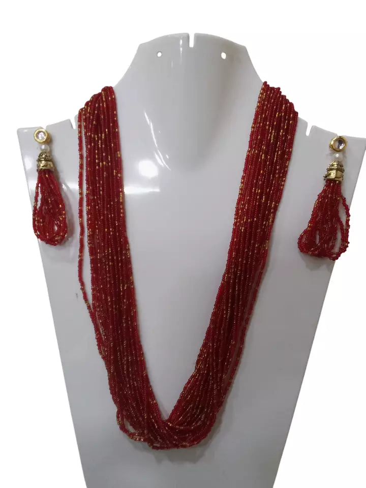 Women Gold Tone Wedding Pearls Necklace & Earring Set For Women