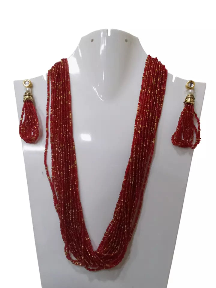 Women Gold Tone Wedding Pearls Necklace & Earring Set For Women