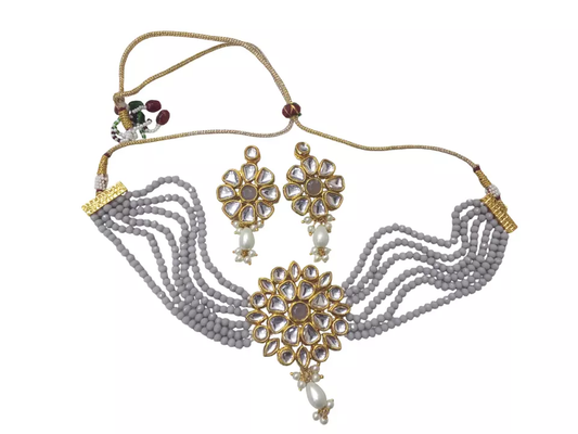 Gold Plated Women Wedding Jewellery Necklace Set Stylish Choker Girls Pendant