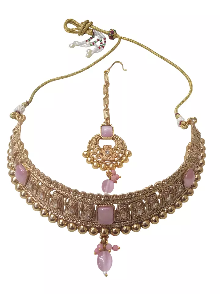 Gold Plated Women Wedding Jewellery Necklace Set Stylish Choker Girls Pendant