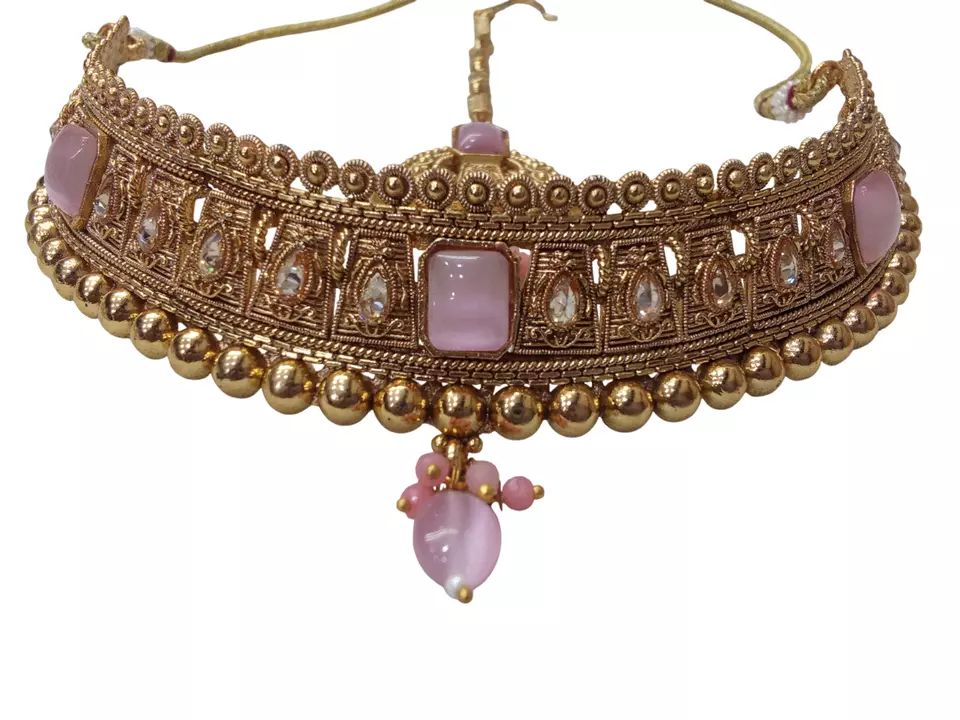 Gold Plated Women Wedding Jewellery Necklace Set Stylish Choker Girls Pendant