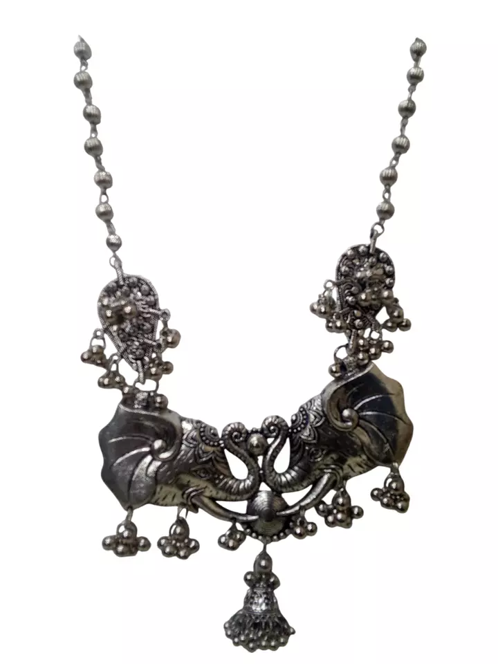 Women Silver Oxidised Necklace Brass Pendant Women and Girl's