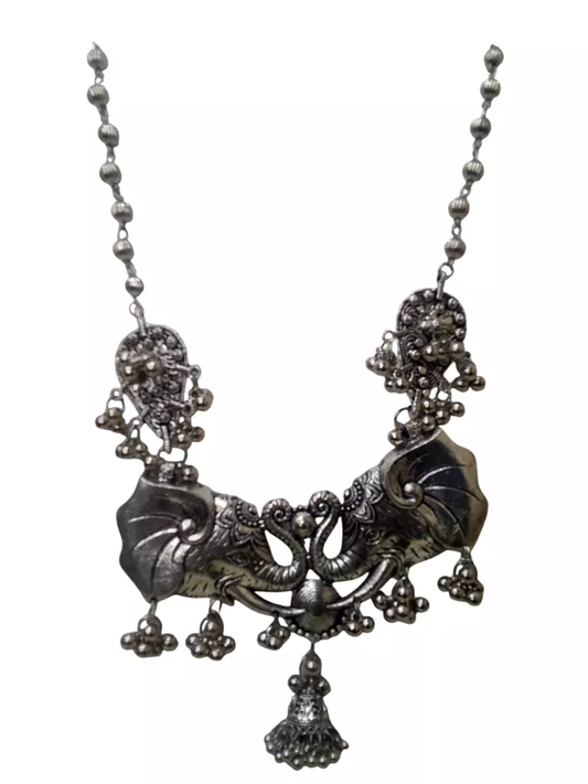 Women Silver Oxidised Brass Necklace Pendant Women and Girl's By Kalra Creations