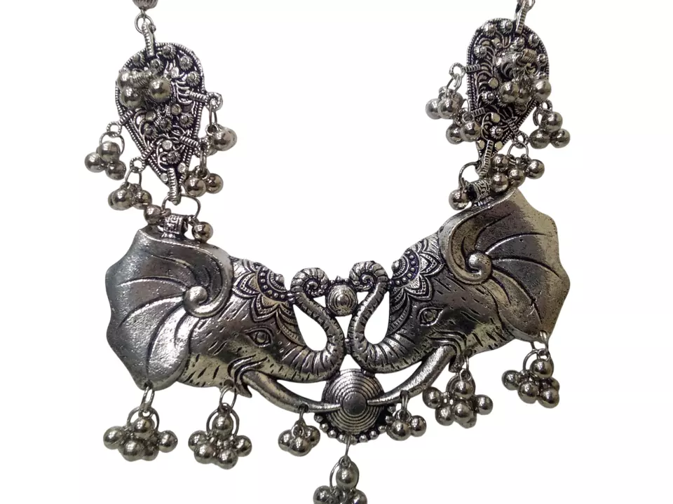 Women Silver Oxidised Necklace Brass Pendant Women and Girl's
