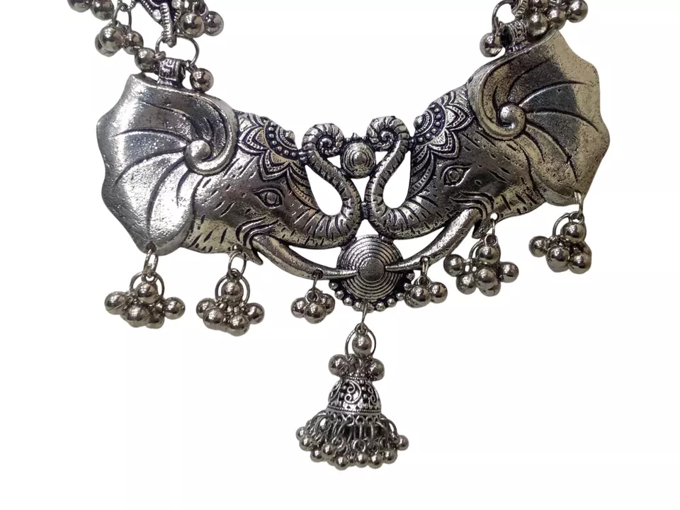 Women Silver Oxidised Necklace Brass Pendant Women and Girl's