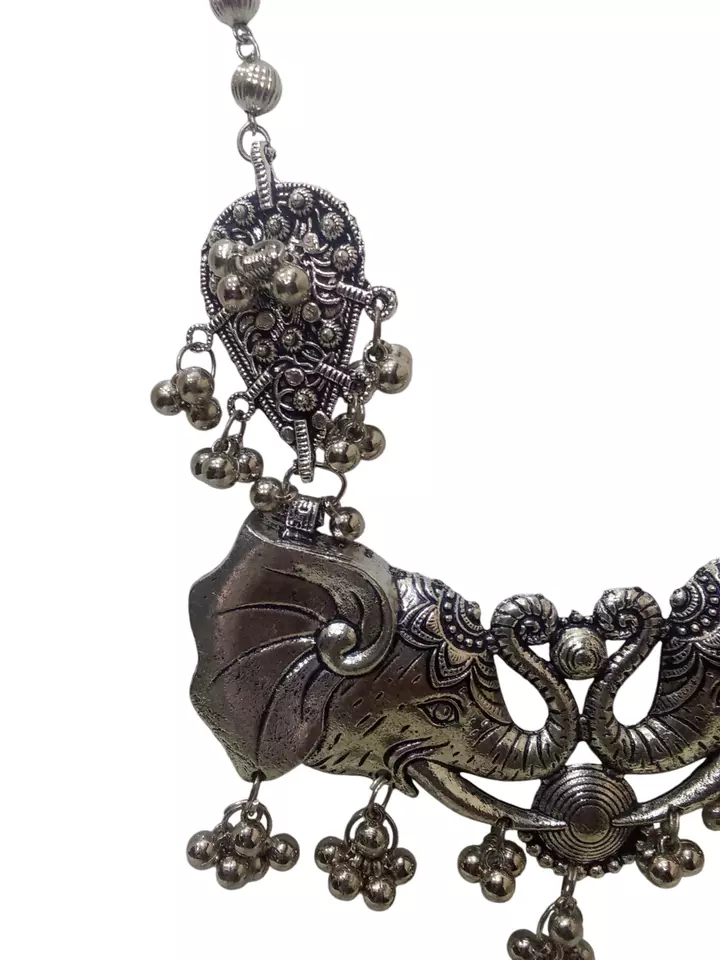 Women Silver Oxidised Necklace Brass Pendant Women and Girl's