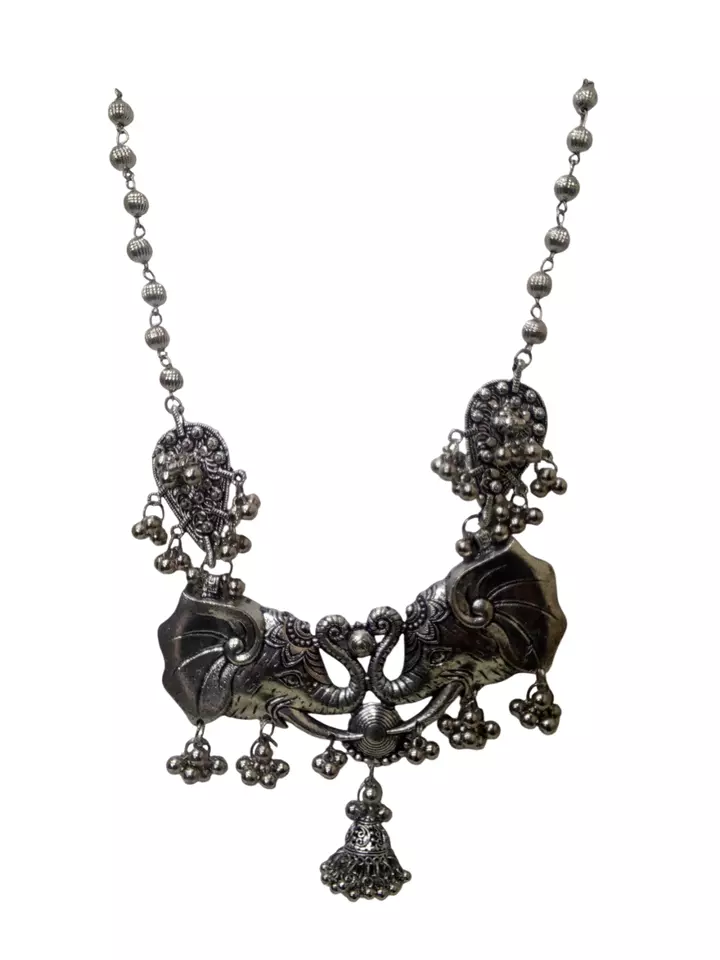 Women Silver Oxidised Necklace Brass Pendant Women and Girl's