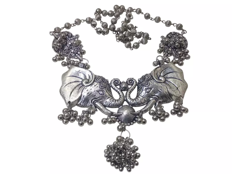 Women Silver Oxidised Necklace Brass Pendant Women and Girl's