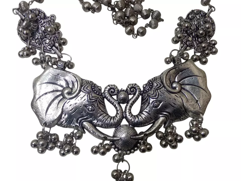 Women Silver Oxidised Necklace Brass Pendant Women and Girl's