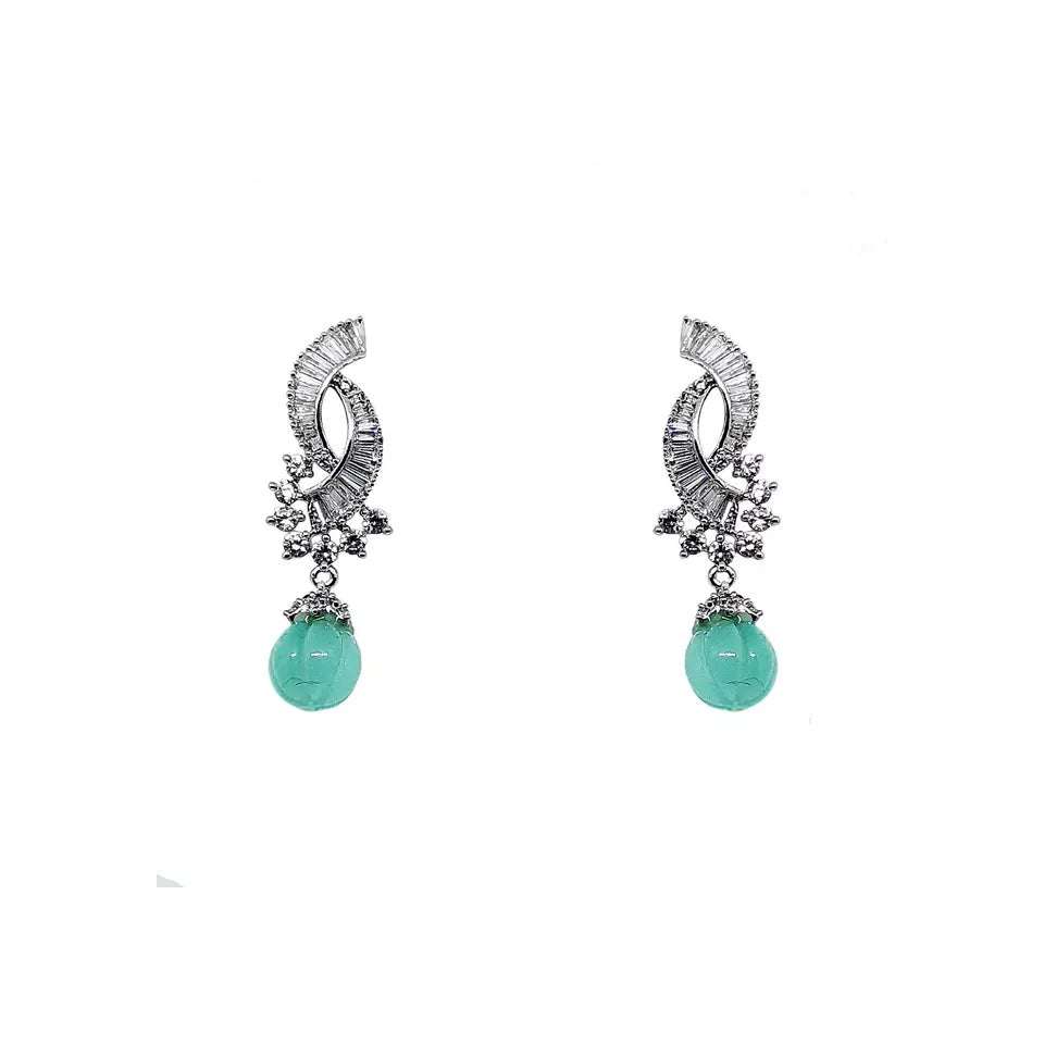 Women Earrings Indian Bollywood Silver Plated Kundan Valentine's Day Gift Jhumki
